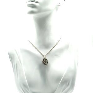 Oval Silver-tone Locket Pendant Necklace 16-17" Lightweight
